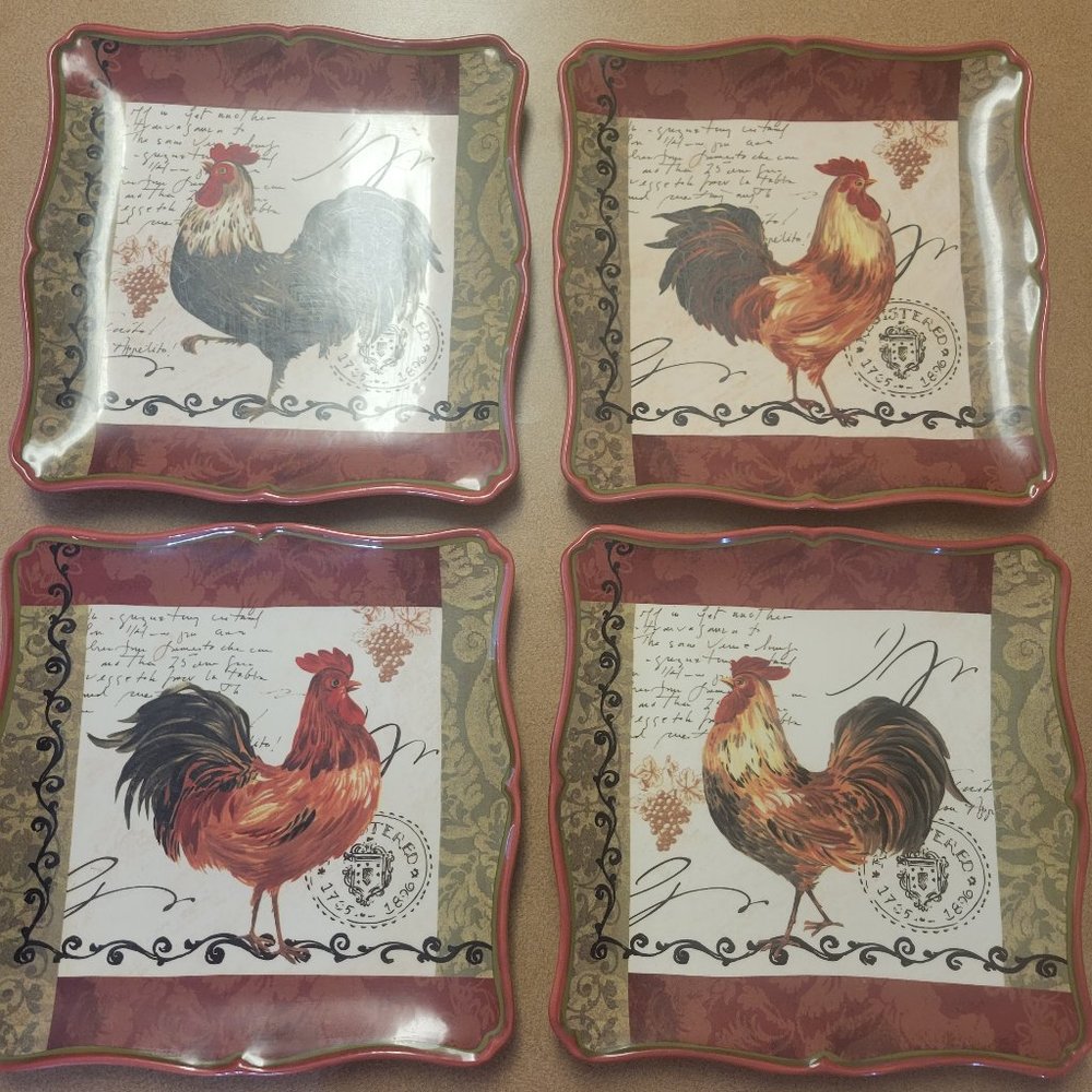 Tuscan Rooster Dinner Plate Set by Pamela Gladding